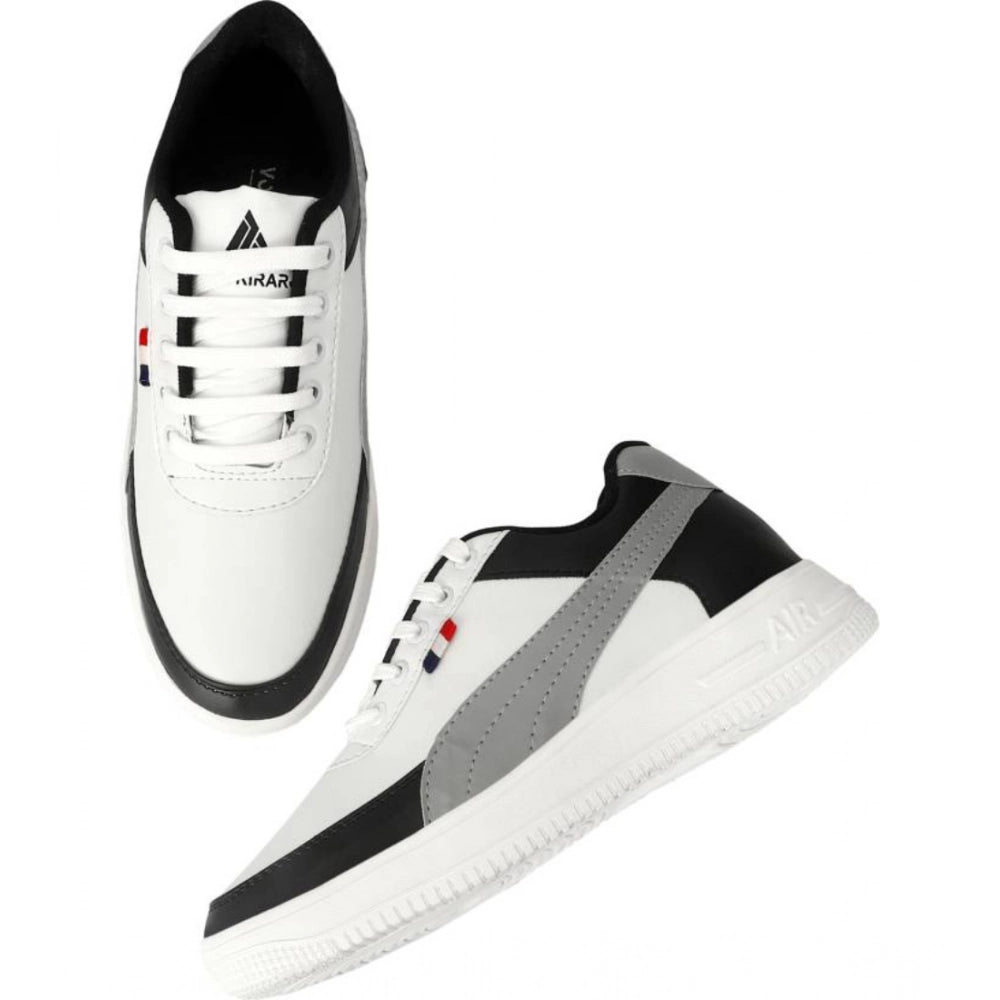 VASTRAA Men’s White Synthetic Lace-Up Sneakers