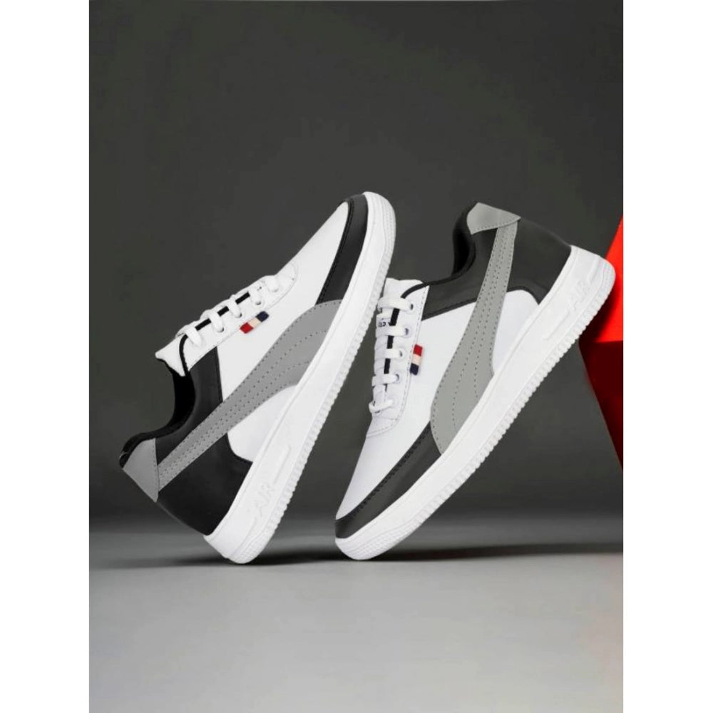 VASTRAA Men’s White Synthetic Lace-Up Sneakers