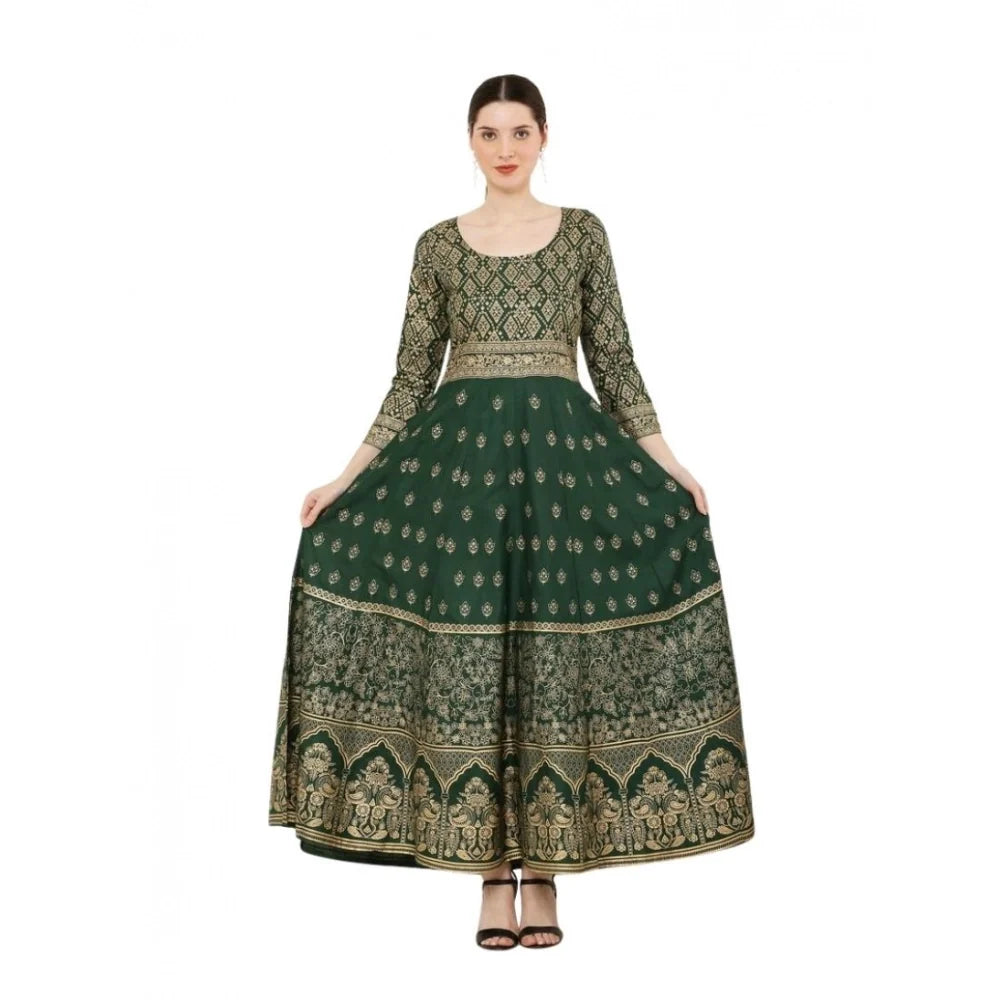 Women's Rayon 3/4 Sleeve Anarkali Kurti (Green)