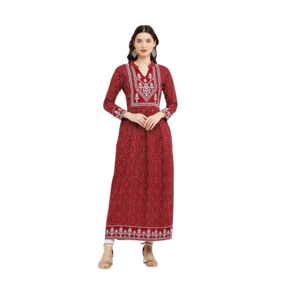 Women's Casual Full Sleeve Rayon Kurti (Maroon)